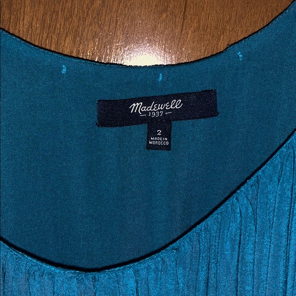 Madewell pleated teal dress with twist straps - Picture 5 of 7
